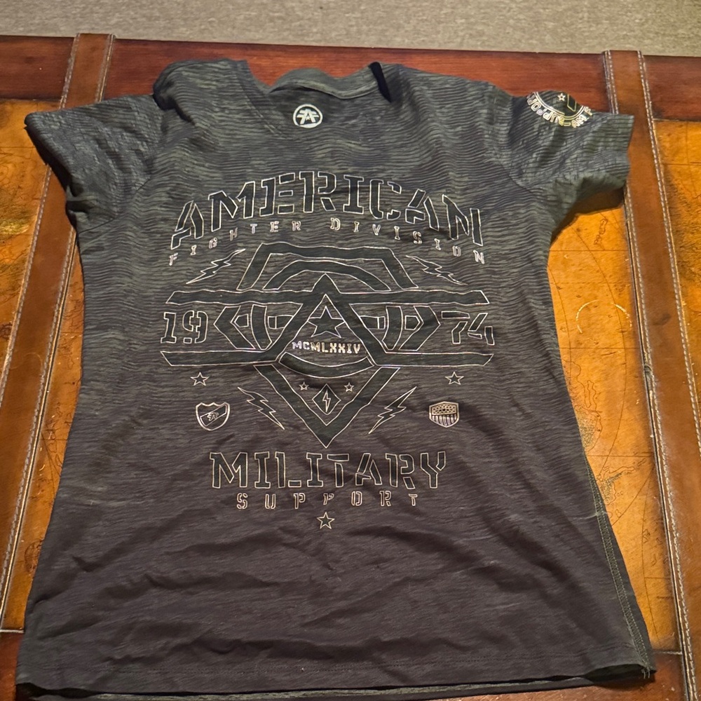 American Fighter Military Support Tee in Gray